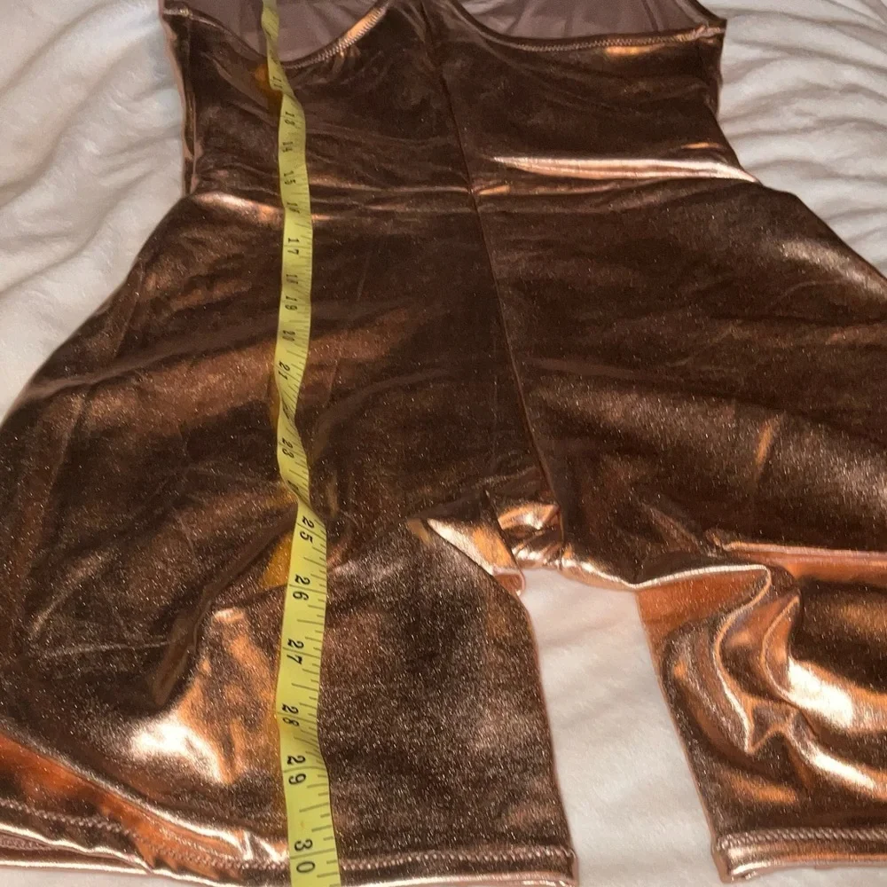 SKIMS Swim Women's Rose Gold Metallic Racerback Cycle Suit Size Small NWT